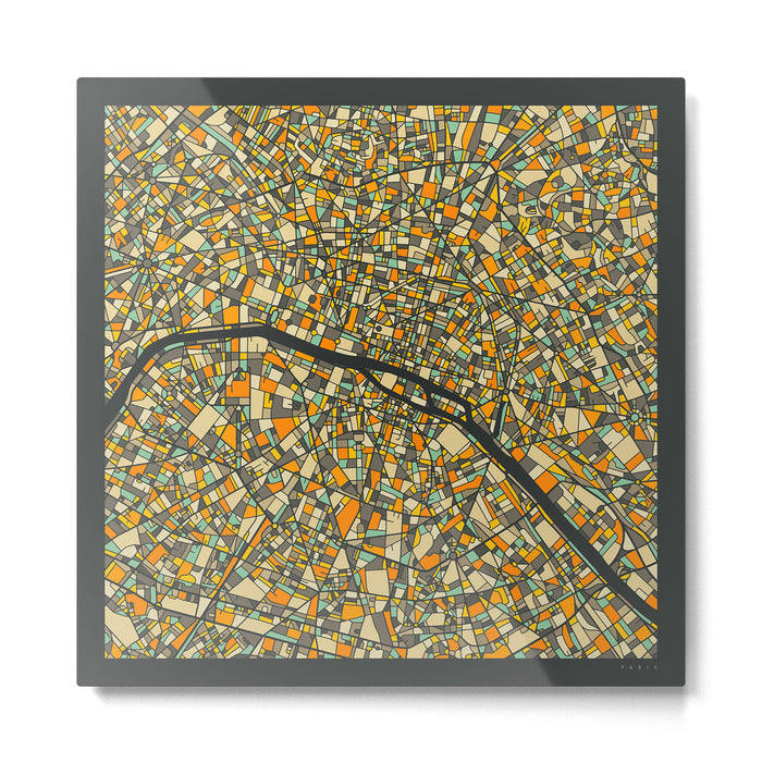 PARIS MAP Metal Print Gallery Image 1