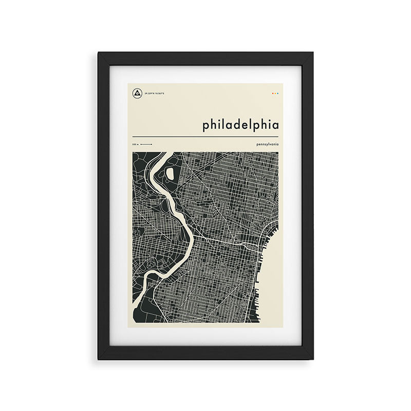 PHILADELPHIA MAP Framed Art Print Gallery Image 2