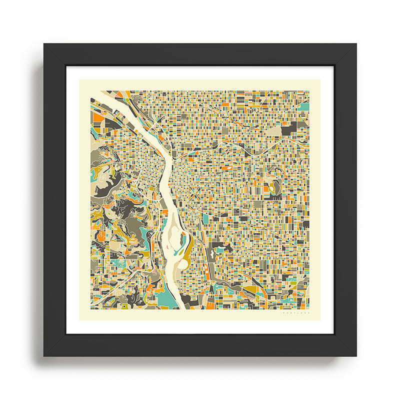 PORTLAND Map Framed Art Print Gallery Image 1