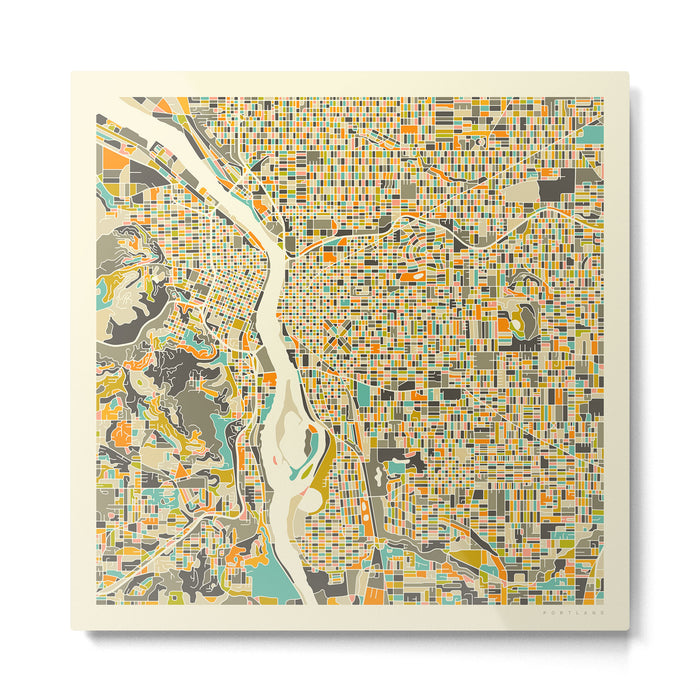 PORTLAND Map Metal Print Gallery Image 1