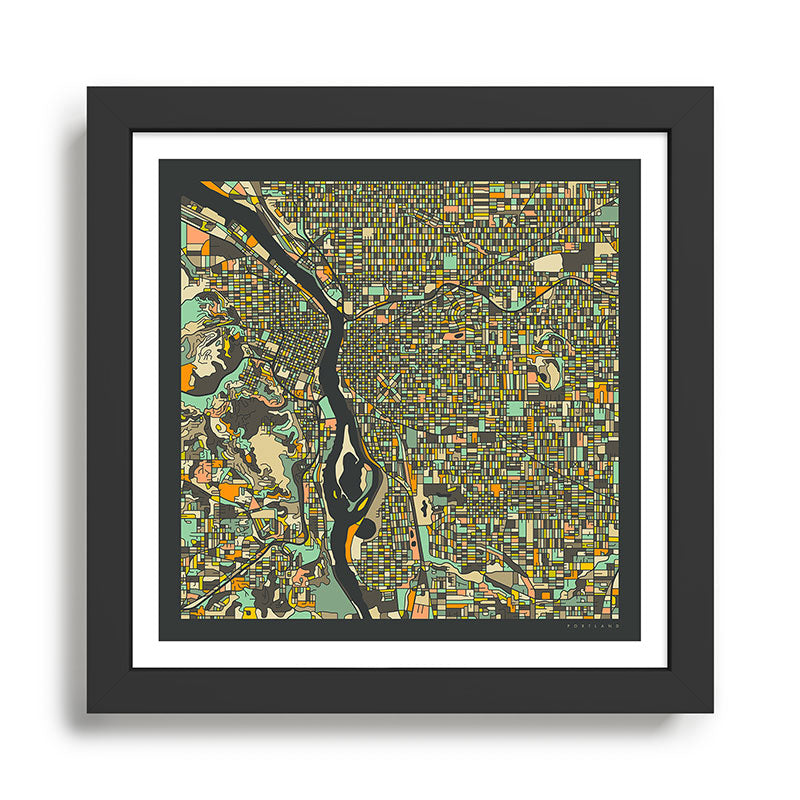 PORTLAND MAP Framed Art Print Gallery Image 1