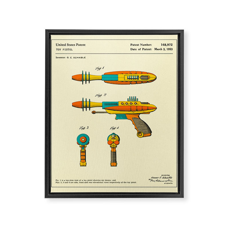 RAY GUN Patent (1953) Reproduction Framed Canvas Print Gallery Image 6