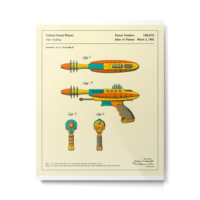 RAY GUN Patent (1953) Reproduction Metal Print Gallery Image 1