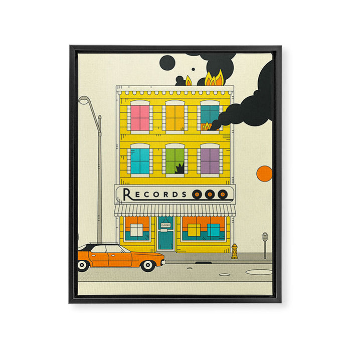 RECORD SHOP Framed Canvas Print Gallery Image 1