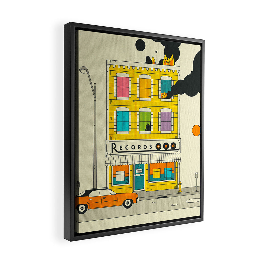 RECORD SHOP Framed Canvas Print Gallery Image 2