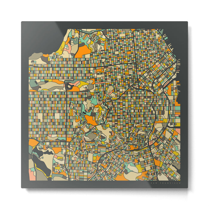 SAN FRANCISCO MAP Metal Print Gallery Image 1