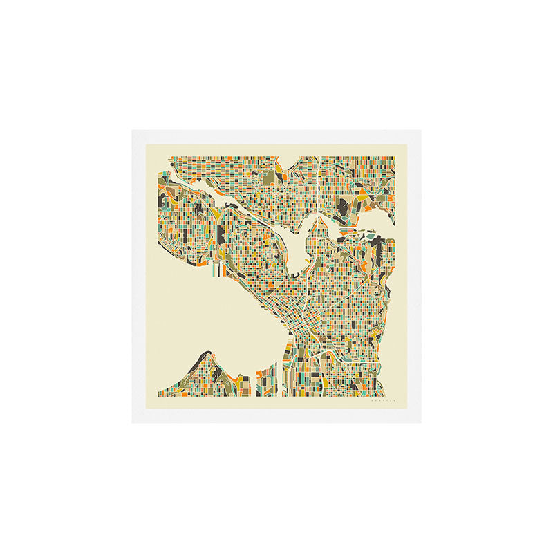 SEATTLE Map Art Print Gallery Image 1
