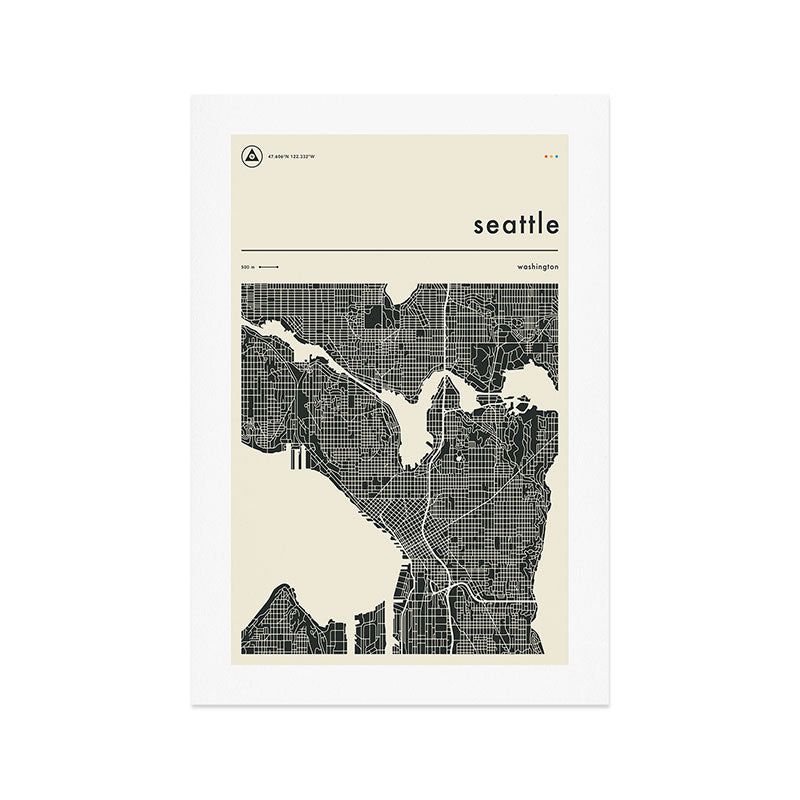 Seattle Map Art Print Gallery Image 1