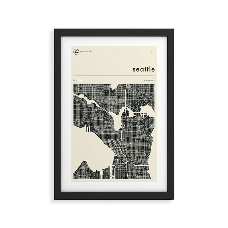 Seattle Map Framed Art Print Gallery Image 2