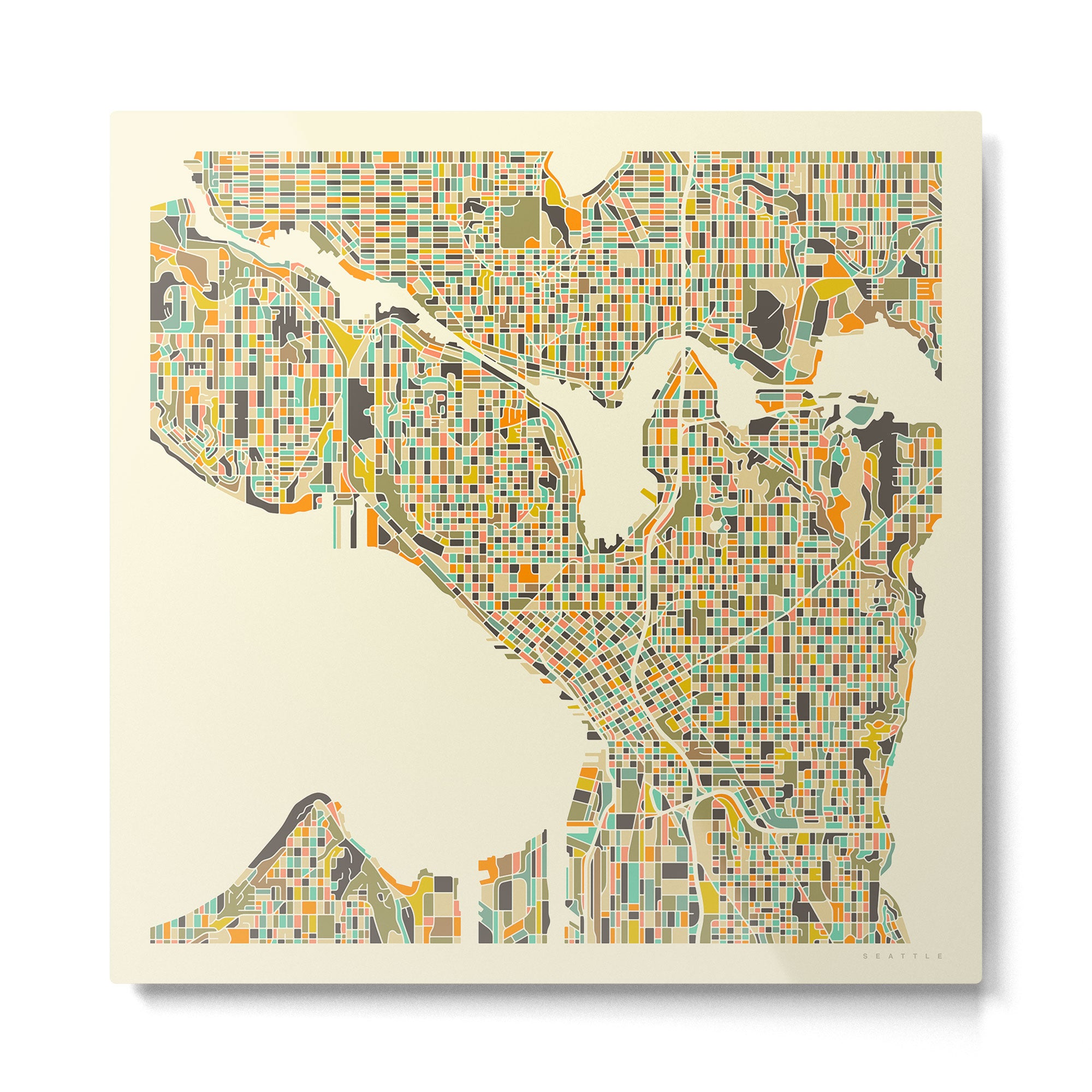 SEATTLE Map Metal Print Gallery Image 2