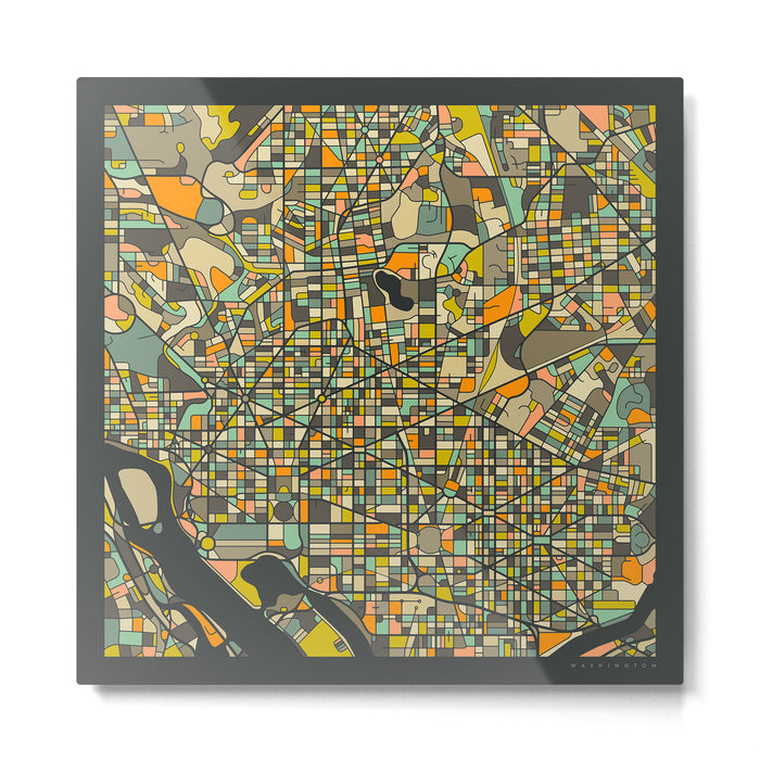 WASHINGTON DC MAP Metal Print Gallery Image 1
