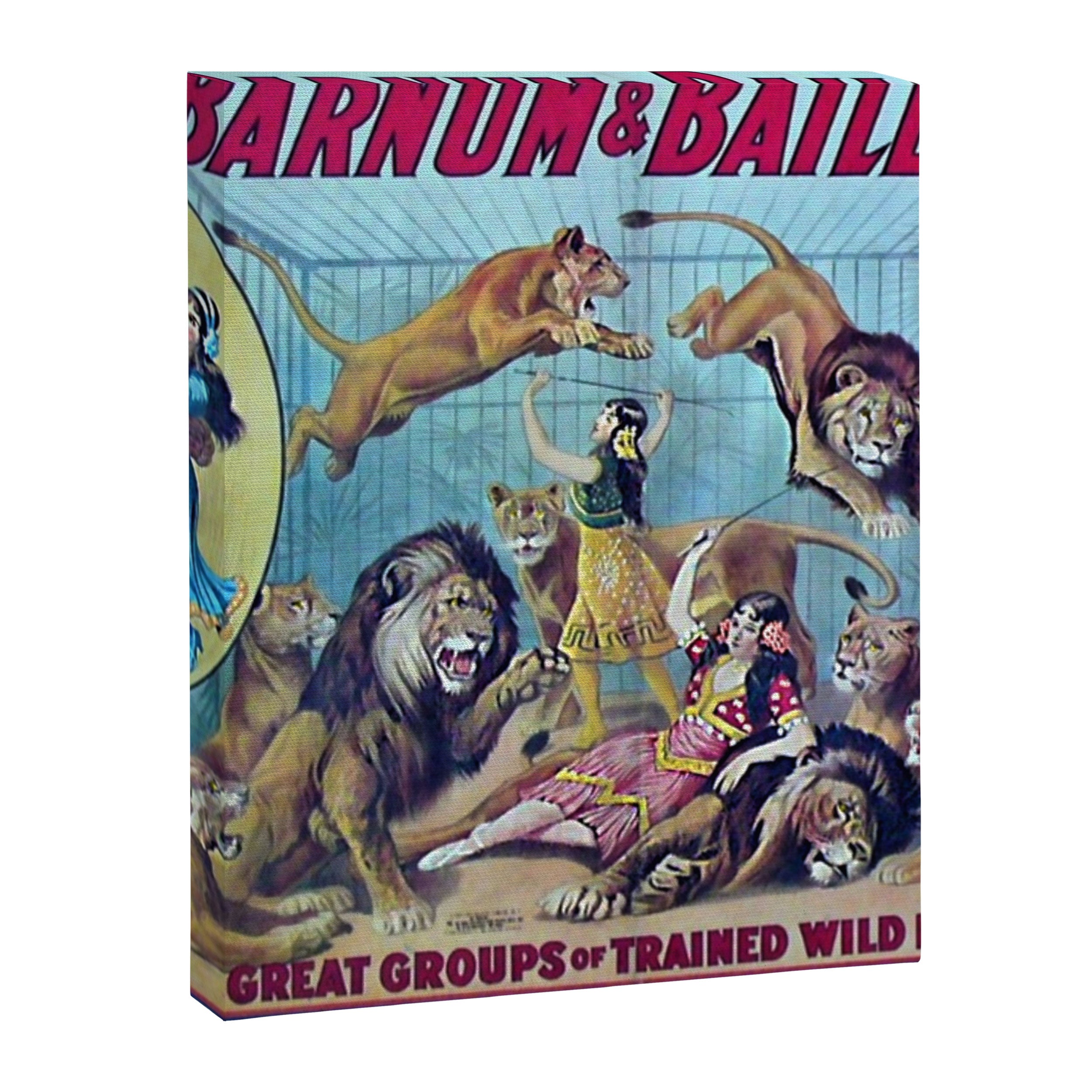 1910 Barnum & Bailey Circus Dancing Lions - M'lle Adgi's Acting Vintage Poster Canvas Print Gallery Image 6