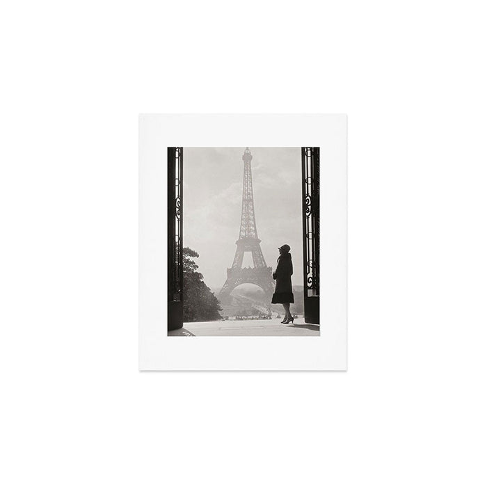 1920 Woman at the Gate, Eiffel Tower black and white photography / jazz age black & white photograph Art Print Gallery Image 1