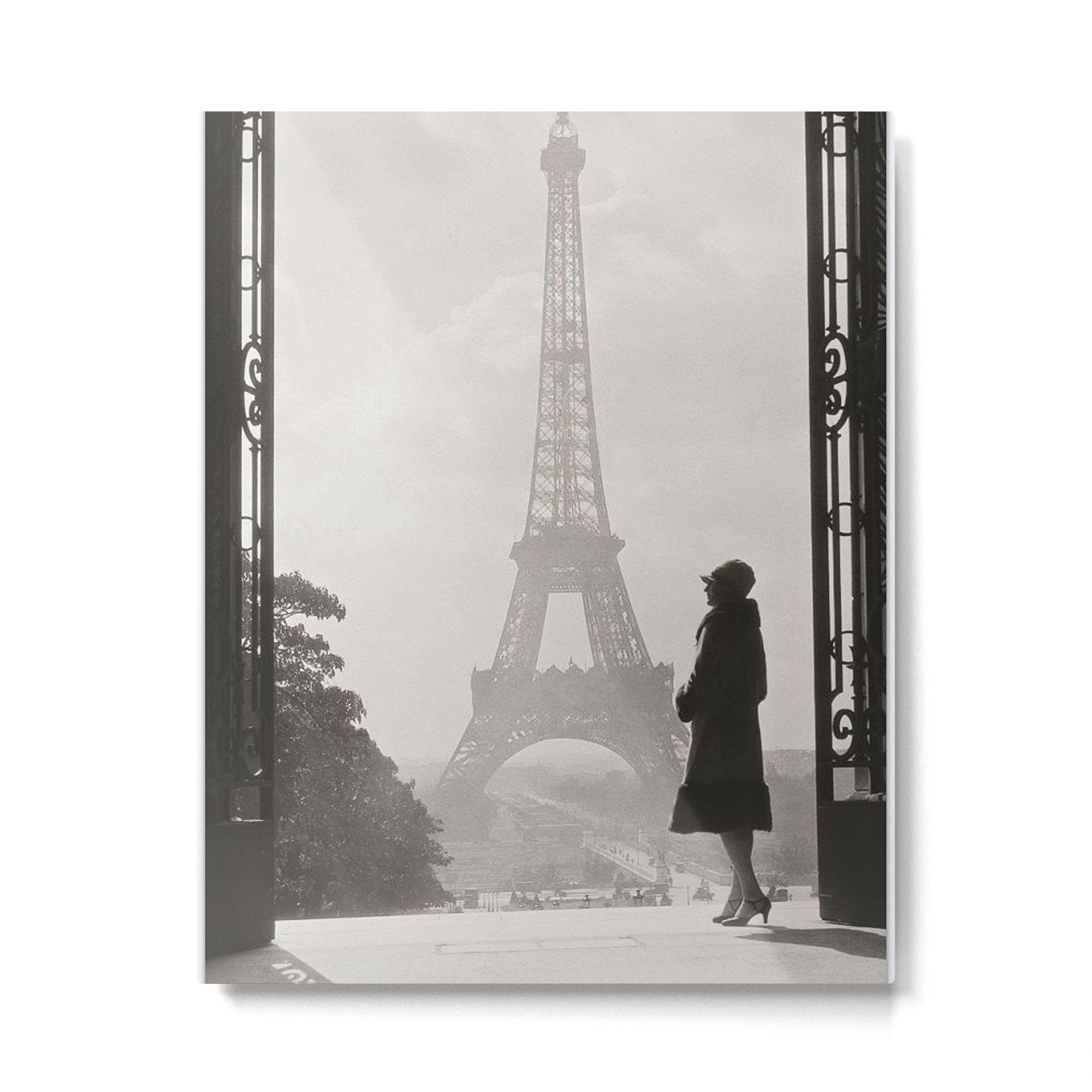 1920 Woman at the Gate, Eiffel Tower black and white photography / jazz age black & white photograph Metal Print Gallery Image 6