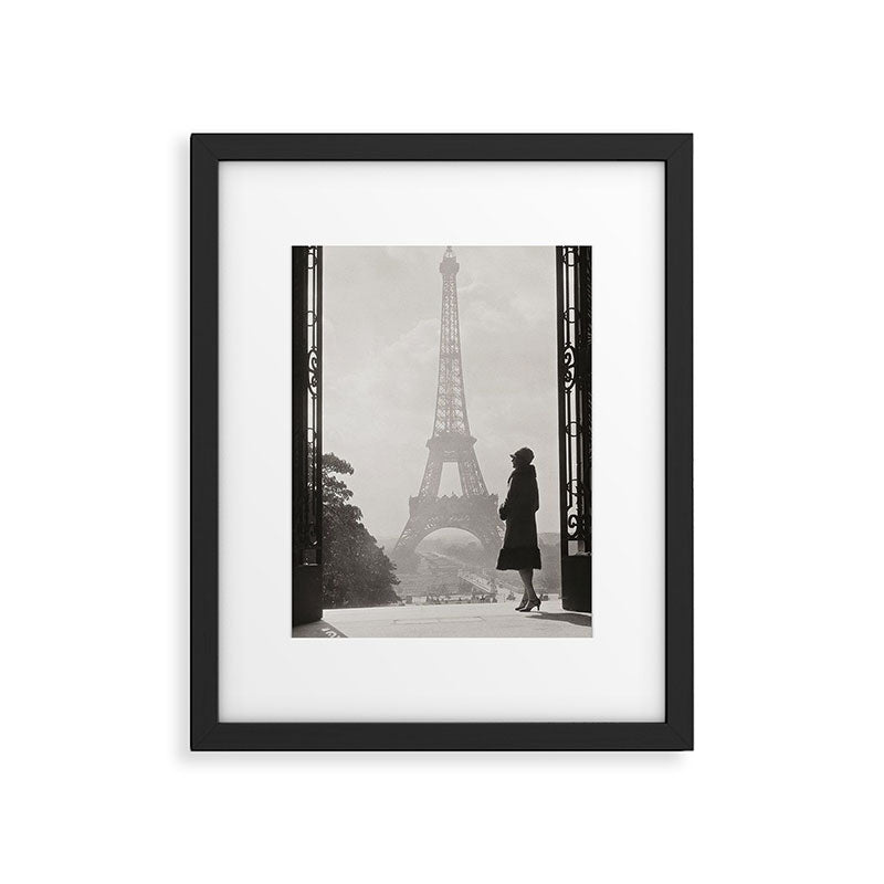 1920 Woman at the Gate, Eiffel Tower black and white photography / jazz age black & white photograph Framed Art Print Gallery Image 4