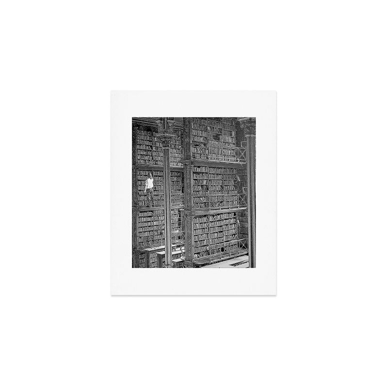 A book lovers dream - Cast-iron Book Alcoves Cincinnati Library black and white photography Art Print Gallery Image 1