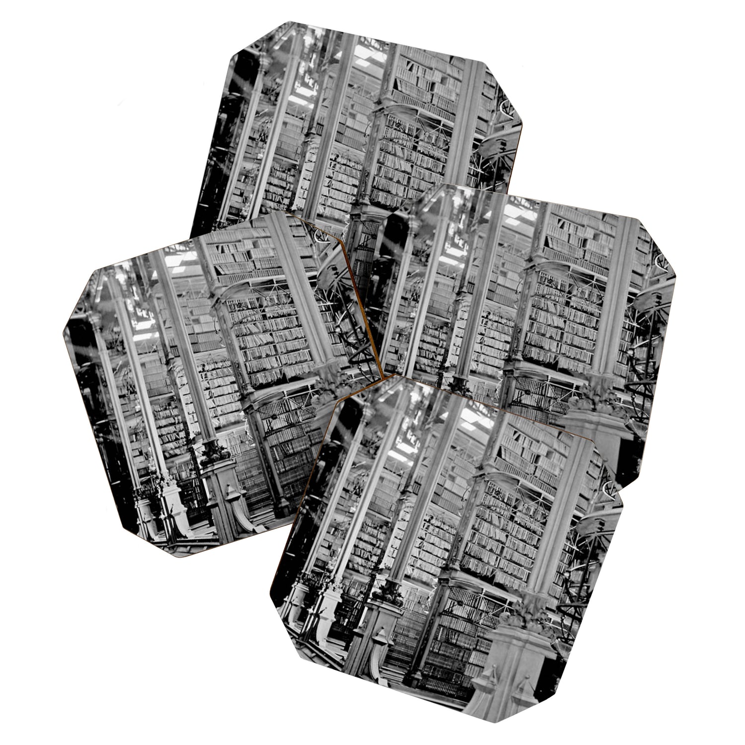 A Book Lover's Dream - Cincinnati Public Library black and white photographs / black and white photo Coaster Gallery Image 1