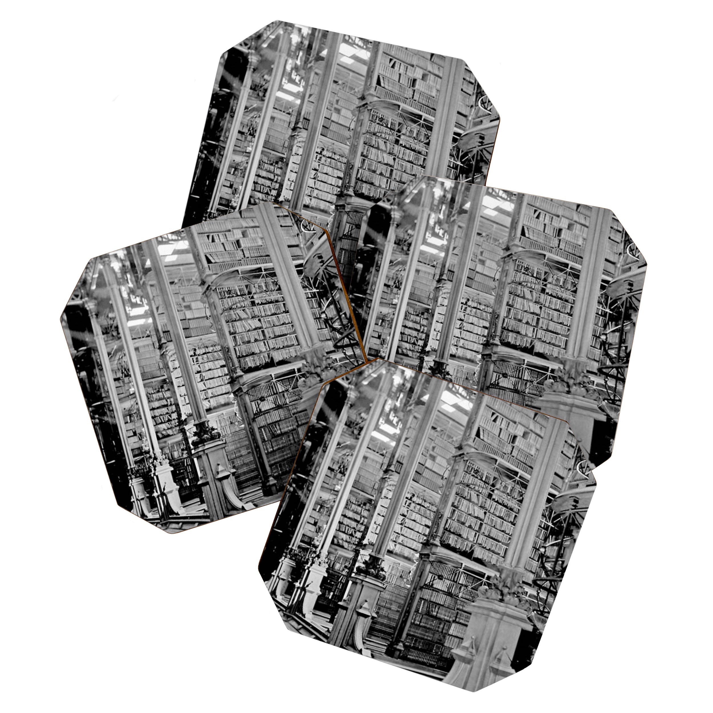A Book Lover's Dream - Cincinnati Public Library black and white photographs / black and white photo Coaster Gallery Image 1