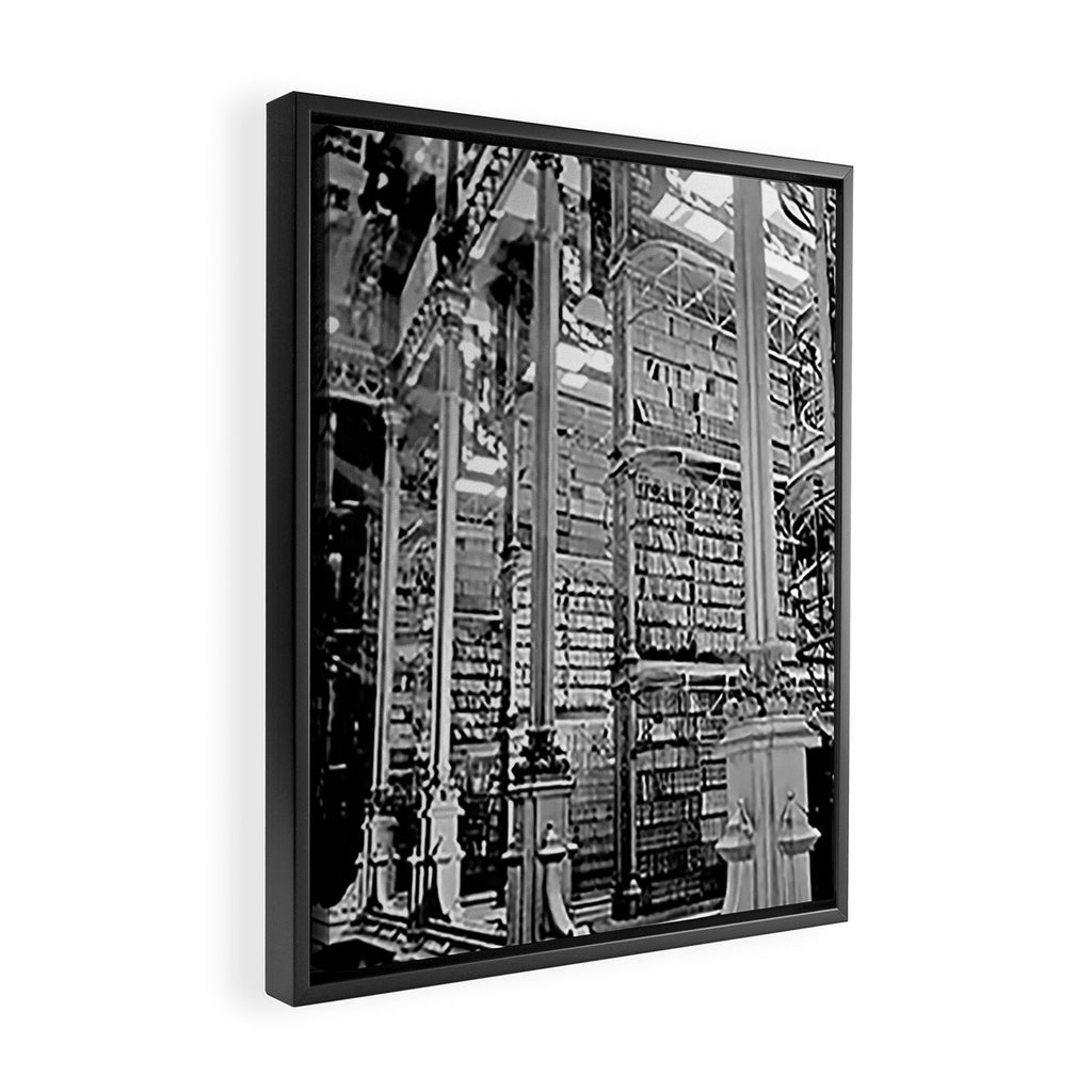 A Book Lover's Dream - Cincinnati Public Library black and white photographs / black and white photo Framed Canvas Print Gallery Image 2
