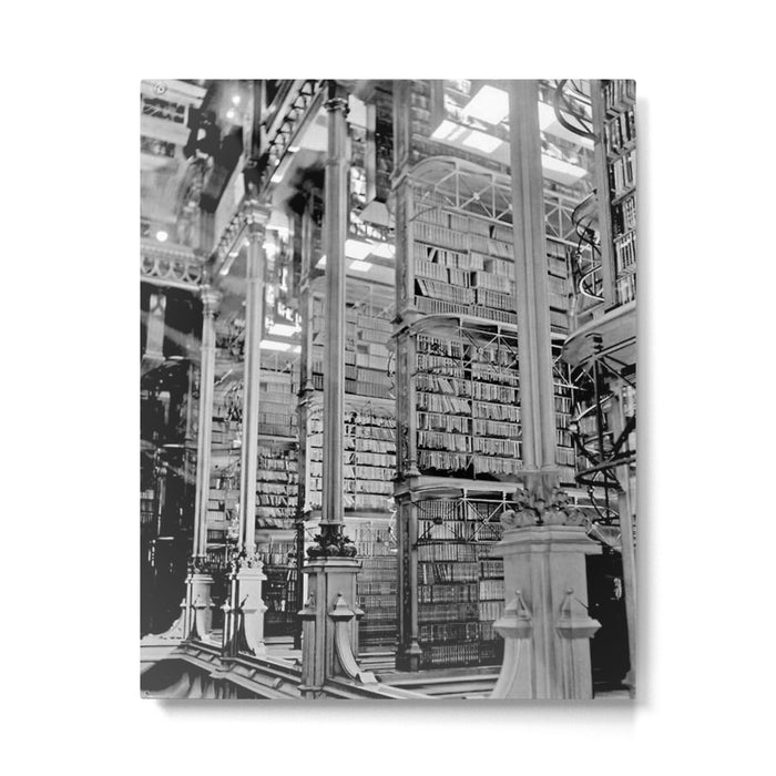 A Book Lover's Dream - Cincinnati Public Library black and white photographs / black and white photo Metal Print Gallery Image 1