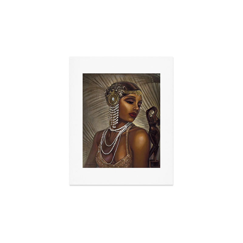 African American Masterpiece 'Cotton Club Flapper Dance Girl' Portrait Painting Art Print Gallery Image 1