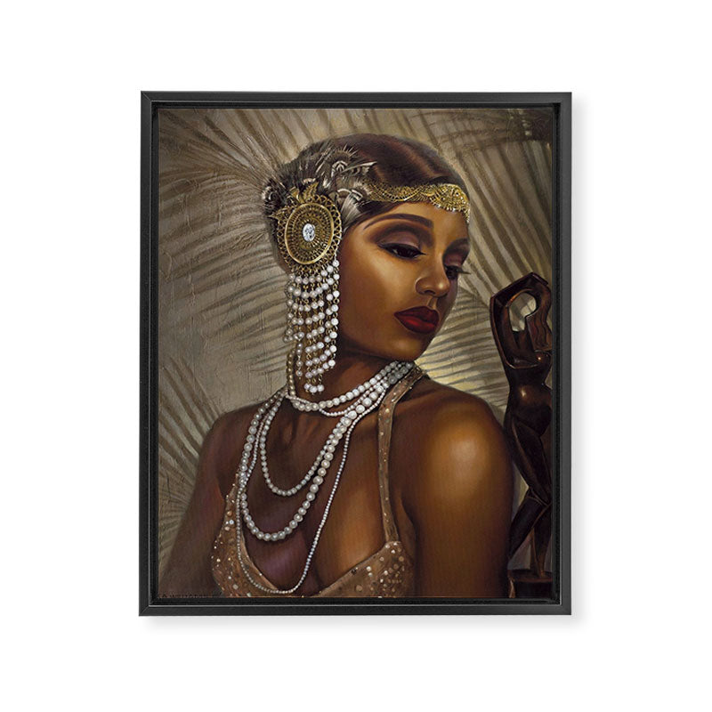 African American Masterpiece 'Cotton Club Flapper Dance Girl' Portrait Painting Framed Canvas Print Gallery Image 8