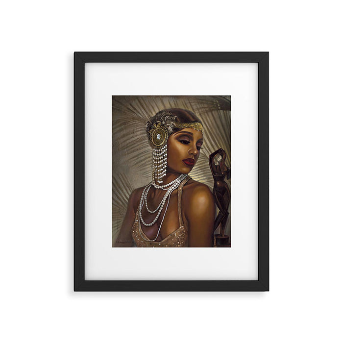 African American Masterpiece 'Cotton Club Flapper Dance Girl' Portrait Painting Framed Art Print Gallery Image 1
