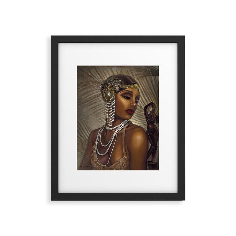 African American Masterpiece 'Cotton Club Flapper Dance Girl' Portrait Painting Framed Art Print Gallery Image 4