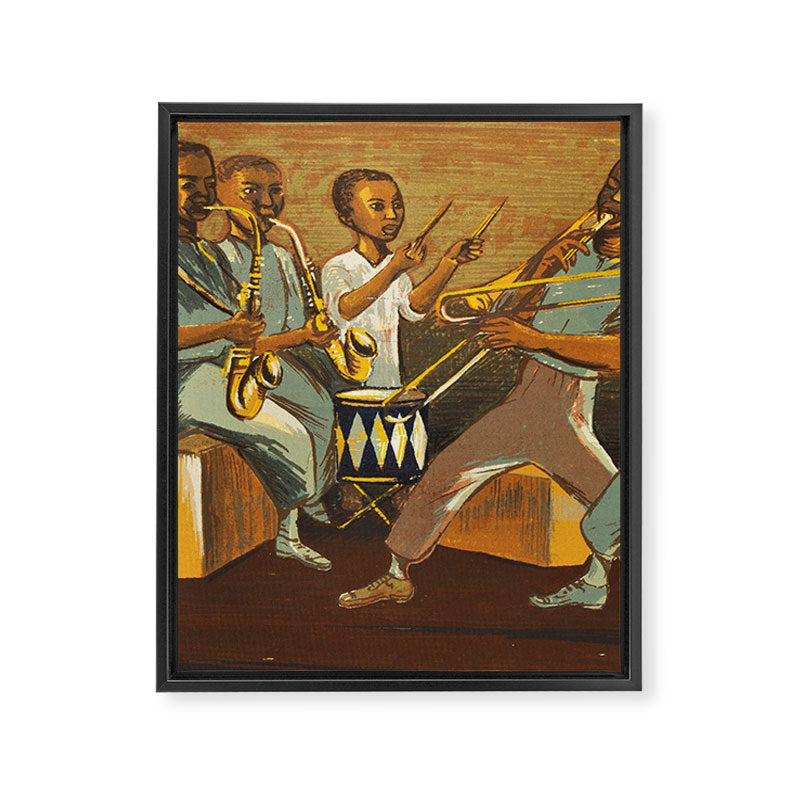 African American Masterpiece 'Harlem Musicians' WPA musical painting by Elizabeth Olds Framed Canvas Print Gallery Image 6