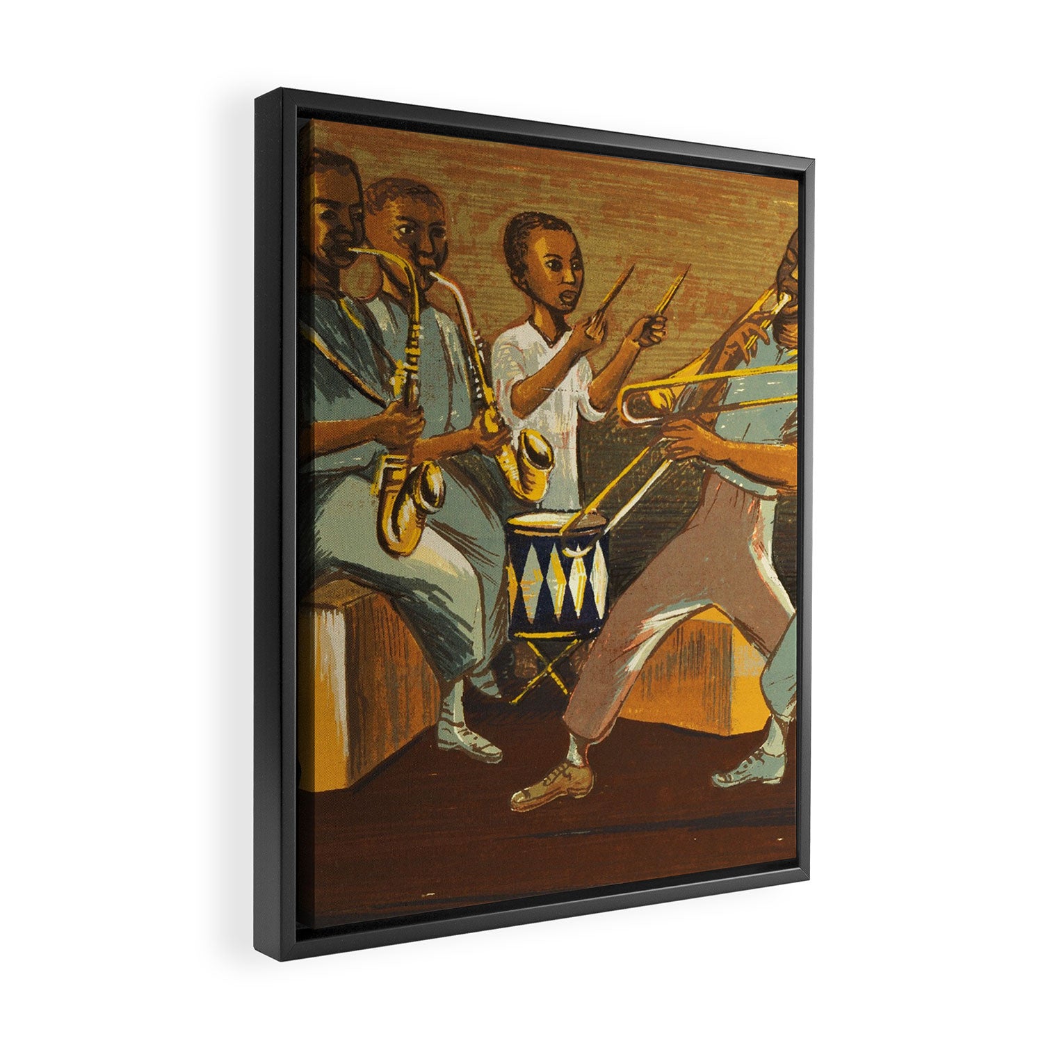 African American Masterpiece 'Harlem Musicians' WPA musical painting by Elizabeth Olds Framed Canvas Print Gallery Image 2