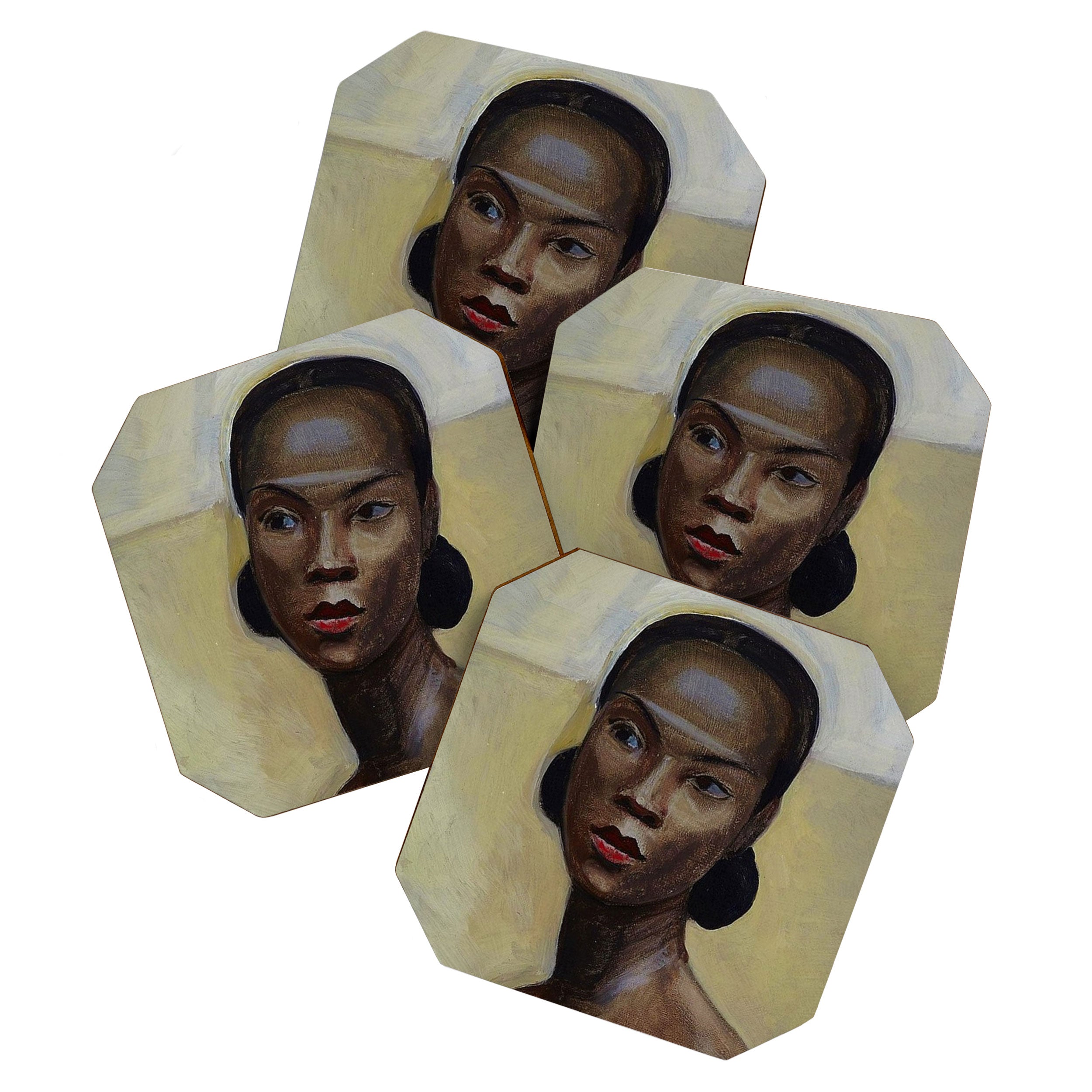 African American Masterpiece 'Portrait of a Black Woman' by Sergey Sudeikin  Coaster Gallery Image 1