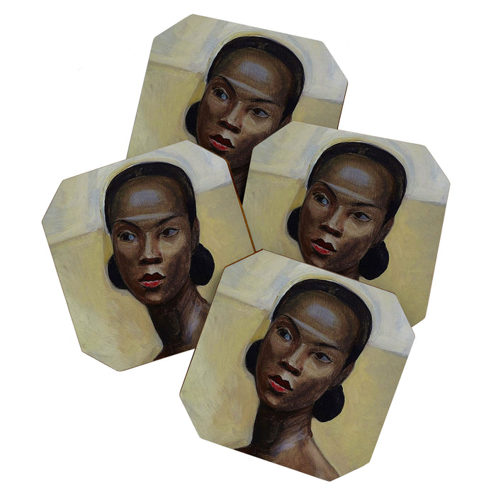 African American Masterpiece 'Portrait of a Black Woman' by Sergey Sudeikin  Coaster Gallery Image 1