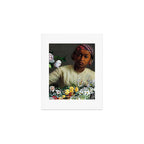 African American Masterpiece 'Young Woman with Peonies' by Frederic Bazille Art Print Gallery Image 1