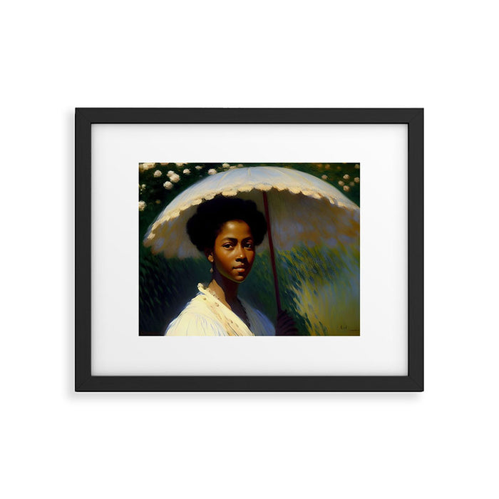 African American Woman with a Parasol still life Impressionism portrait painting Framed Art Print Gallery Image 1