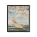 America's Cup Yacht Racing sailboats on Narragansett Bay, Newport, Rhode Island nautical maritime landscape painting by Alice Maude Taite Fanner Framed Canvas Print Gallery Image 3