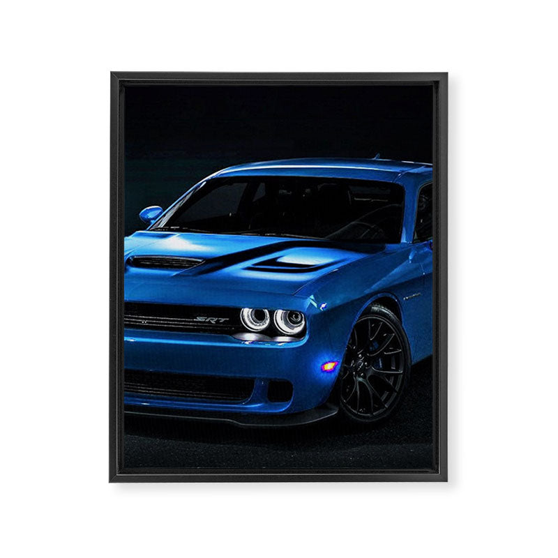 B5 Blue Hellcat Challenger SRT Framed Canvas Print Gallery Image 6