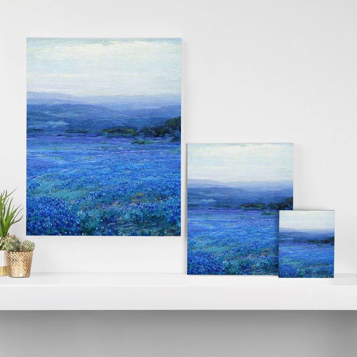 Bluebonnet Panoramic Landscape in Twilight painting by Robert Julian Onderdonk Canvas Print Gallery Image 3