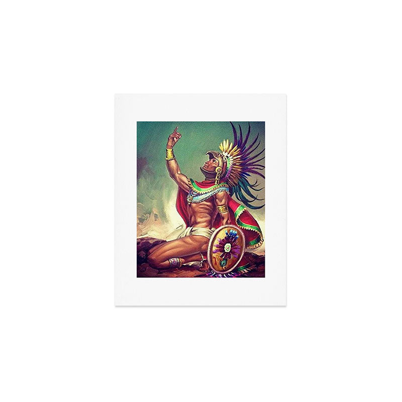 Caballero Aguila Aztec Scout Portrait painting Art Print Gallery Image 1