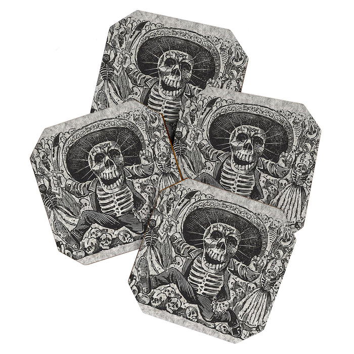 Calavera Oaxaqueña - Día de los Muertos - Mexican Day of the Dead by Jose Guadalupe Posada Coaster Gallery Image 1