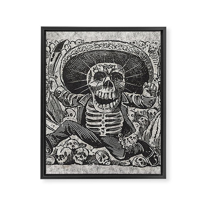 Calavera Oaxaqueña - Día de los Muertos - Mexican Day of the Dead by Jose Guadalupe Posada Framed Canvas Print Gallery Image 6