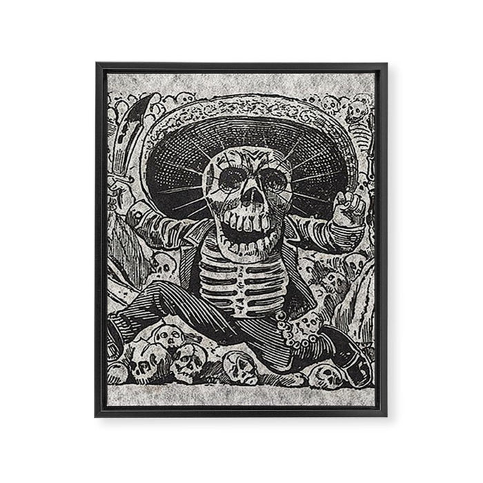 Calavera Oaxaqueña - Día de los Muertos - Mexican Day of the Dead by Jose Guadalupe Posada Framed Canvas Print Gallery Image 1