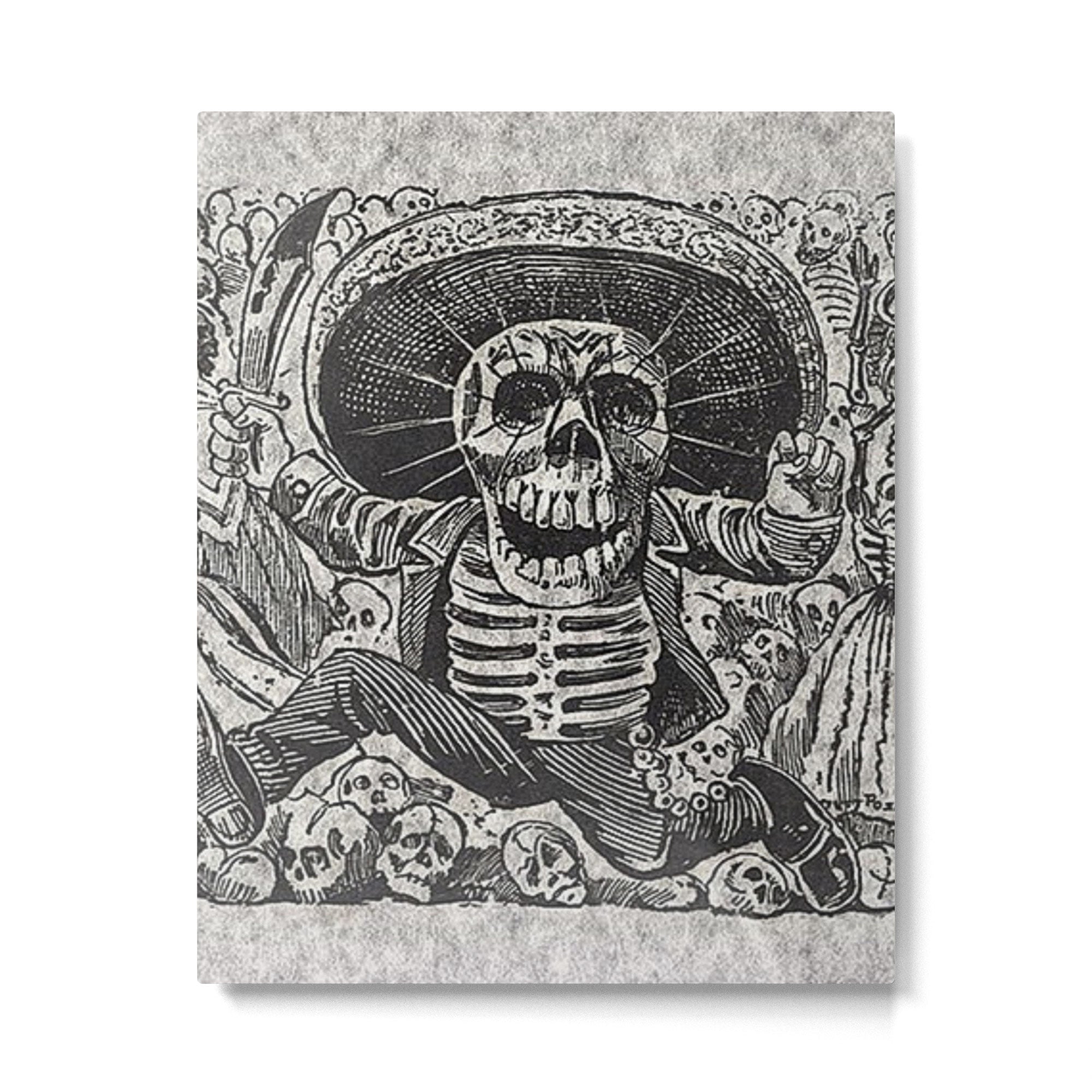 Calavera Oaxaqueña - Día de los Muertos - Mexican Day of the Dead by Jose Guadalupe Posada Metal Print Gallery Image 4