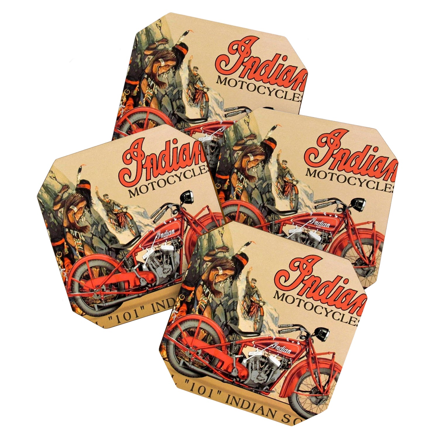 Classic Indian Roadmaster Biker Motorcycle Vintage Advertisement Poster Coaster Gallery Image 1