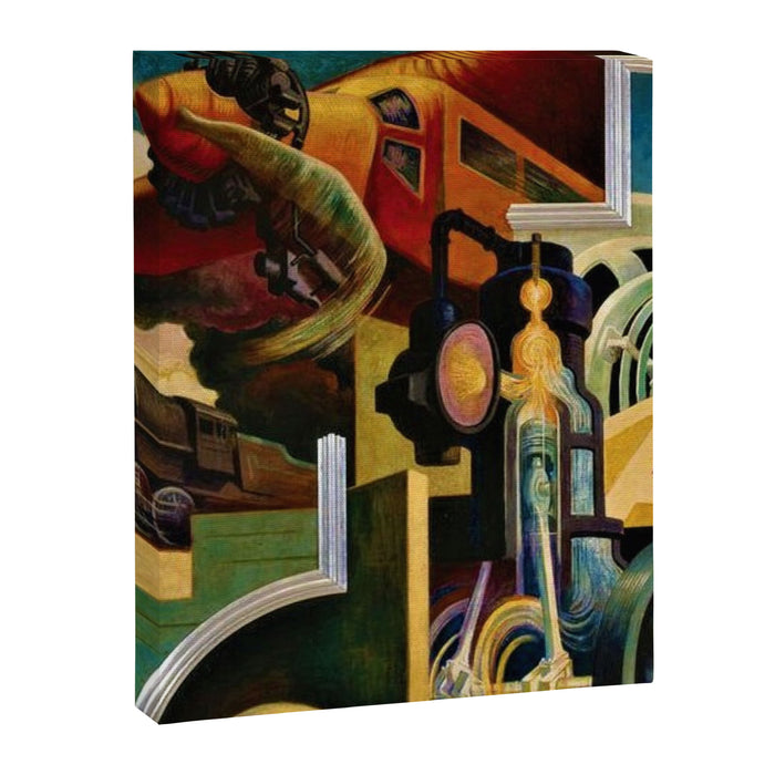 Classical Masterpiece - Instruments of Power - Train, Airplane, Steam by Thomas Hart Benton Canvas Print Gallery Image 1