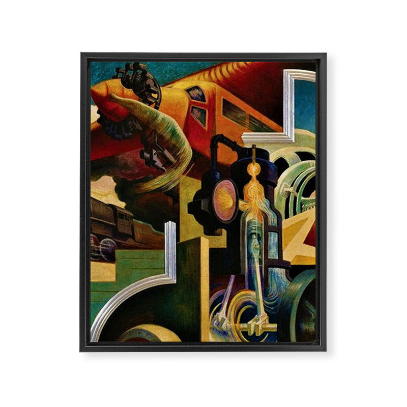 Classical Masterpiece - Instruments of Power - Train, Airplane, Steam by Thomas Hart Benton Framed Canvas Print Gallery Image 6