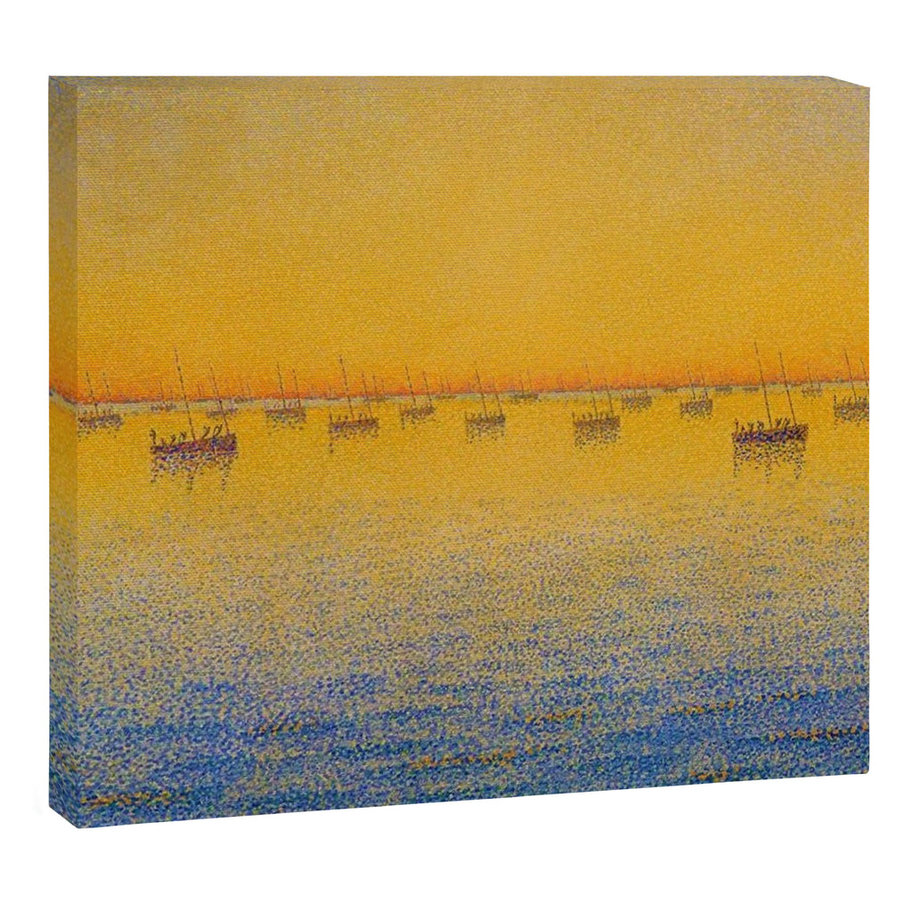 Classical Masterpiece 'Setting Sun and Boats' by Paul Signac Canvas Print Gallery Image 3