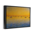 Classical Masterpiece 'Setting Sun and Boats' by Paul Signac Framed Canvas Print Gallery Image 2