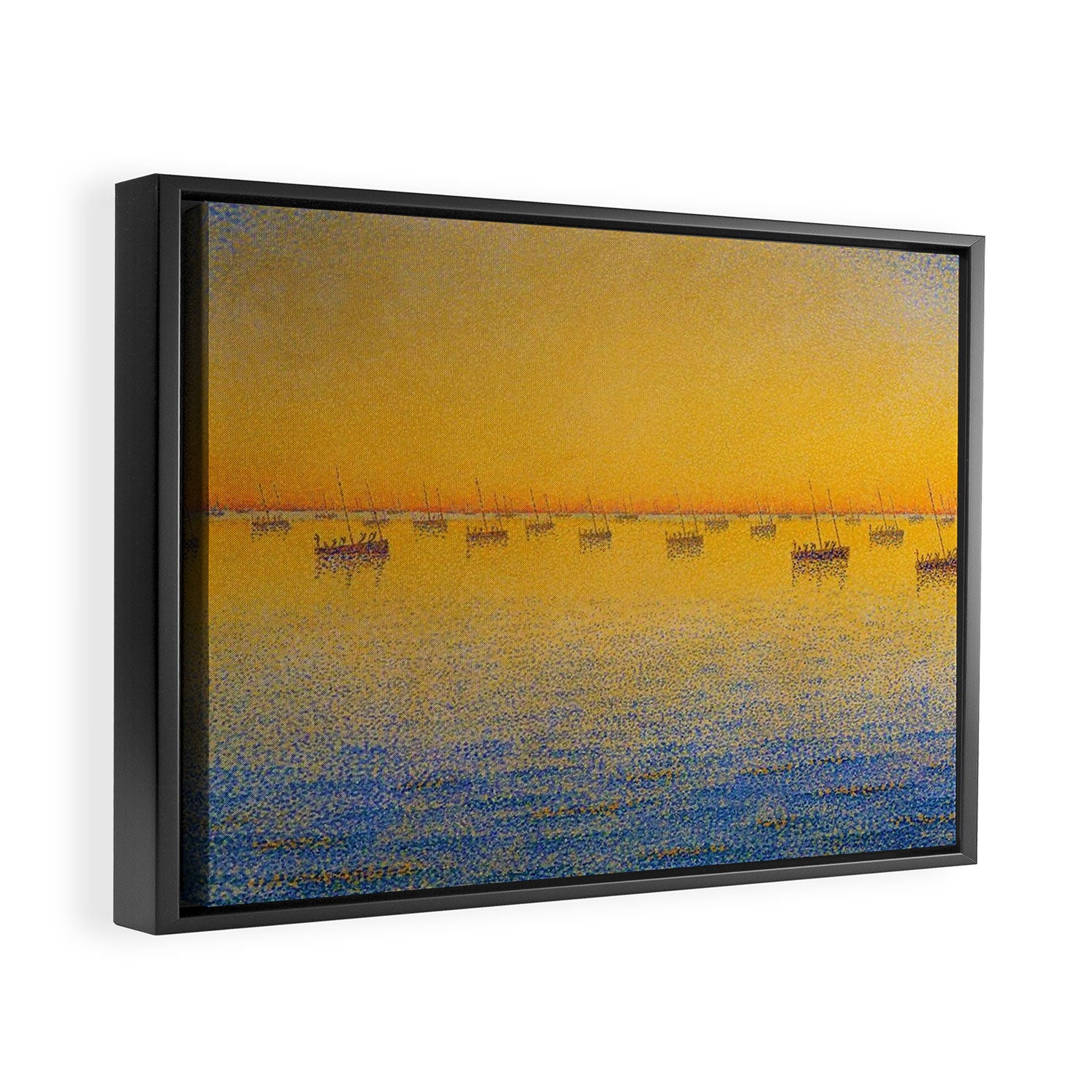 Classical Masterpiece 'Setting Sun and Boats' by Paul Signac Framed Canvas Print Gallery Image 2