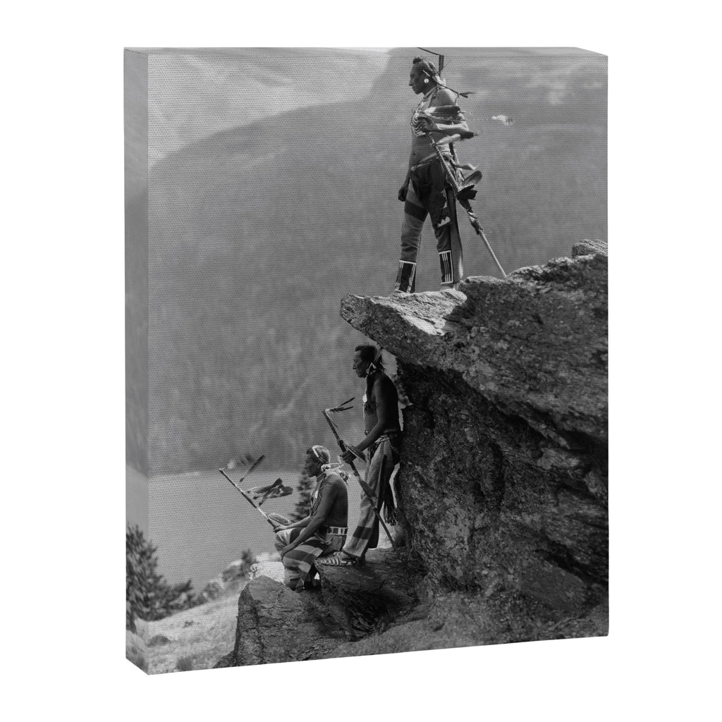 Eagle's Lookout, Blackfoot tribe members, Glacier Park, Montana, 1913 black and white photography Canvas Print Gallery Image 8