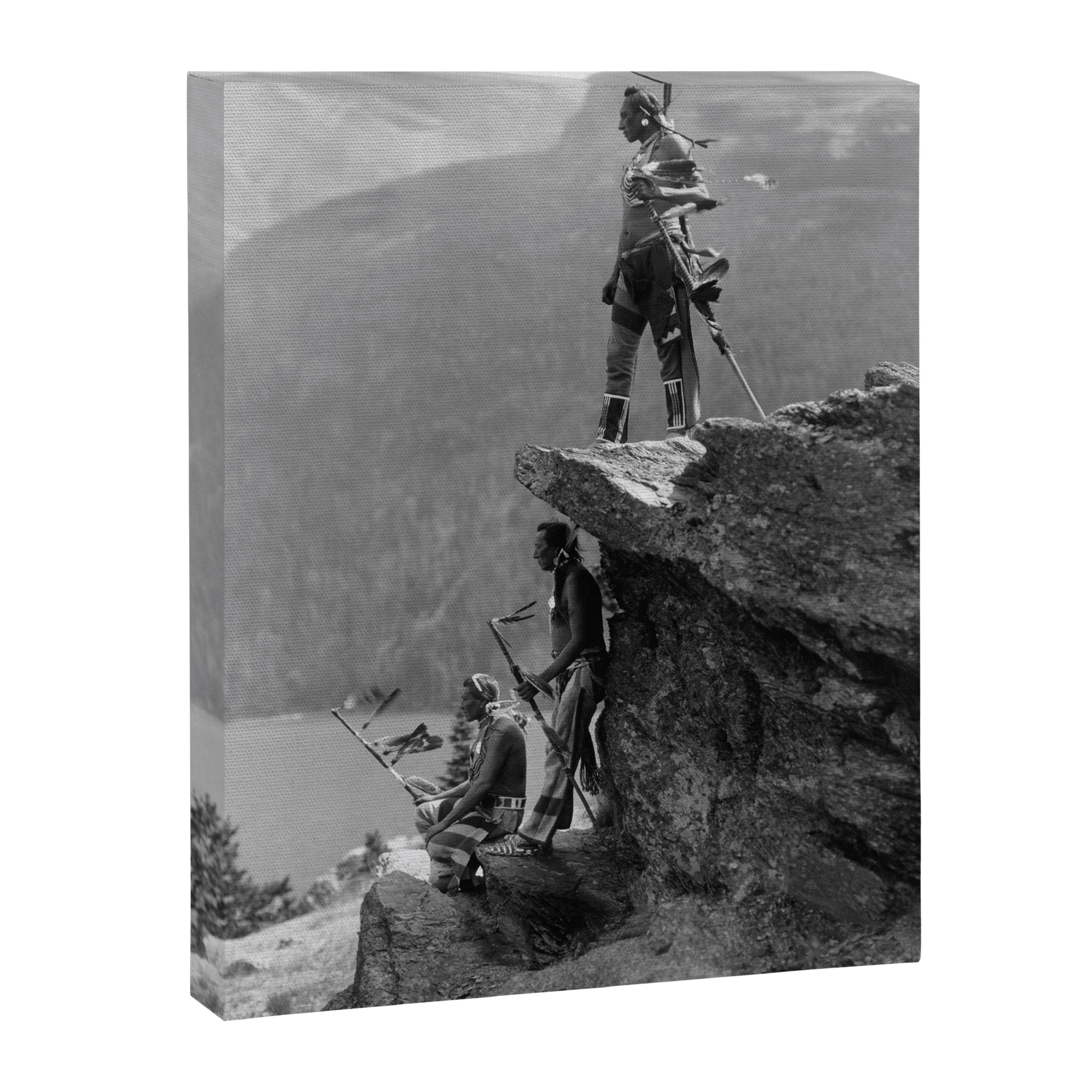 Eagle's Lookout, Blackfoot tribe members, Glacier Park, Montana, 1913 black and white photography Canvas Print Gallery Image 8